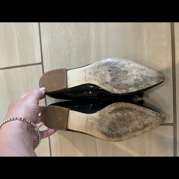 Cole Haan Black Patton leather pointed toe bowtie ballet flat - Picture 5 of 5